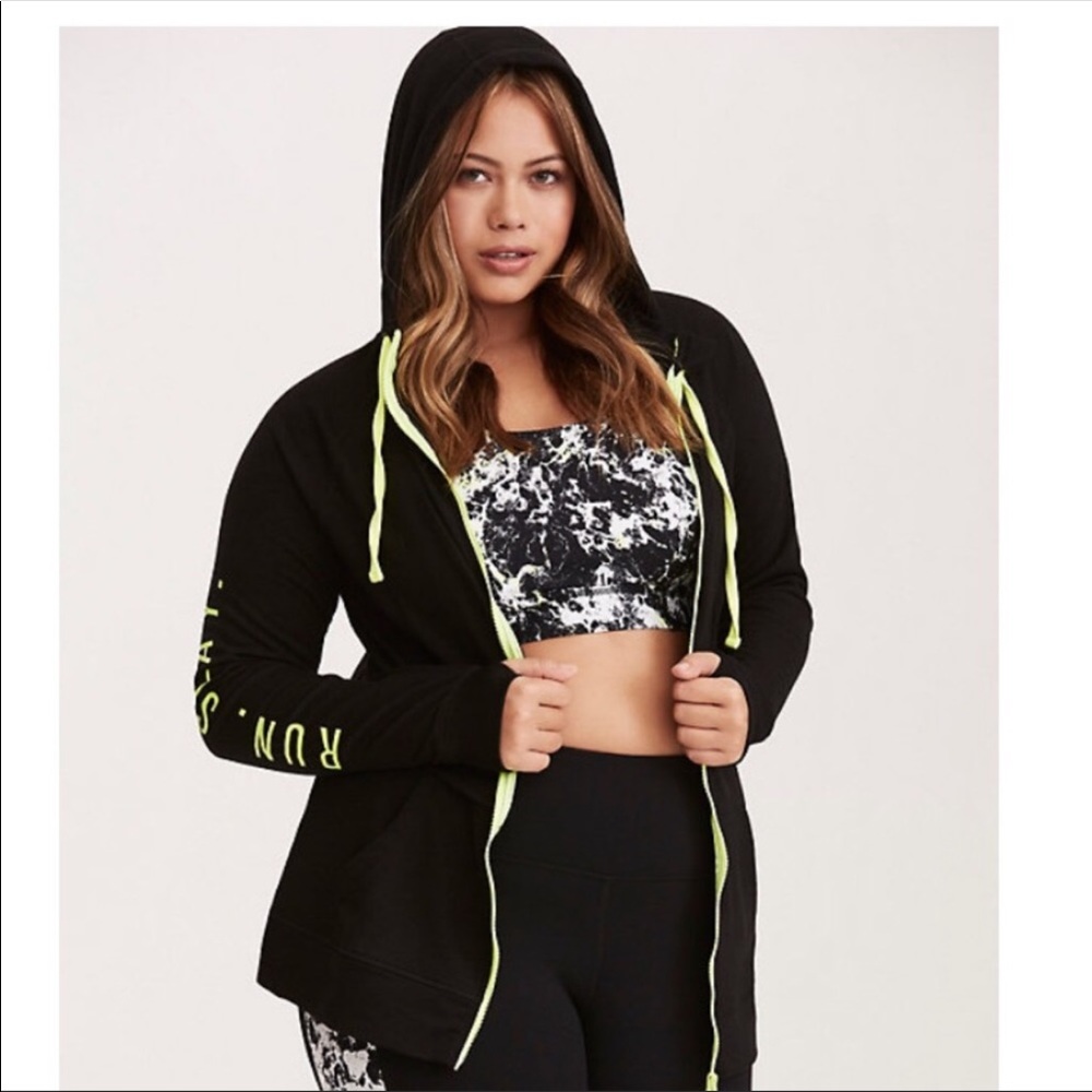 🔴SOLD🔴Torrid hoodie black and lime green trim - Picture 2 of 6